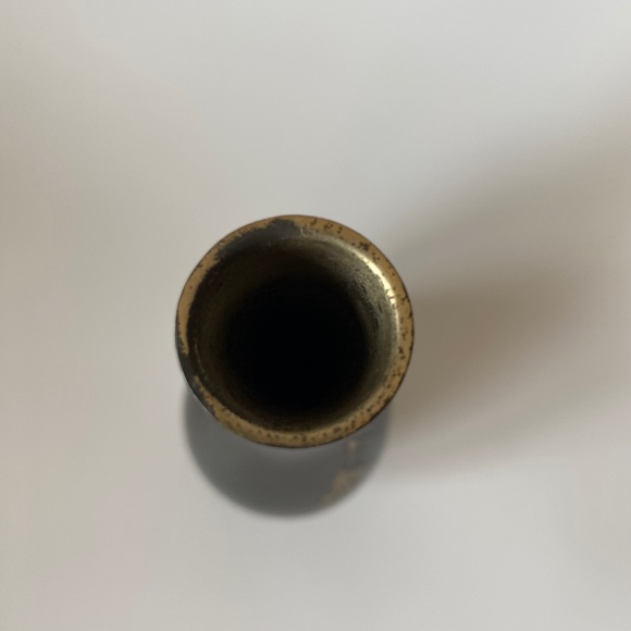 Vintage Japanese ENGRAVED And ENAMELLED BRASS Metalwork Bud Vase - Picture 2 of 9